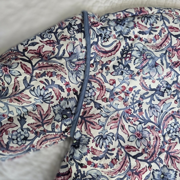 7 For All Mankind Quilted Floral Paisley Jacket White Blue Trim - Picture 8 of 16